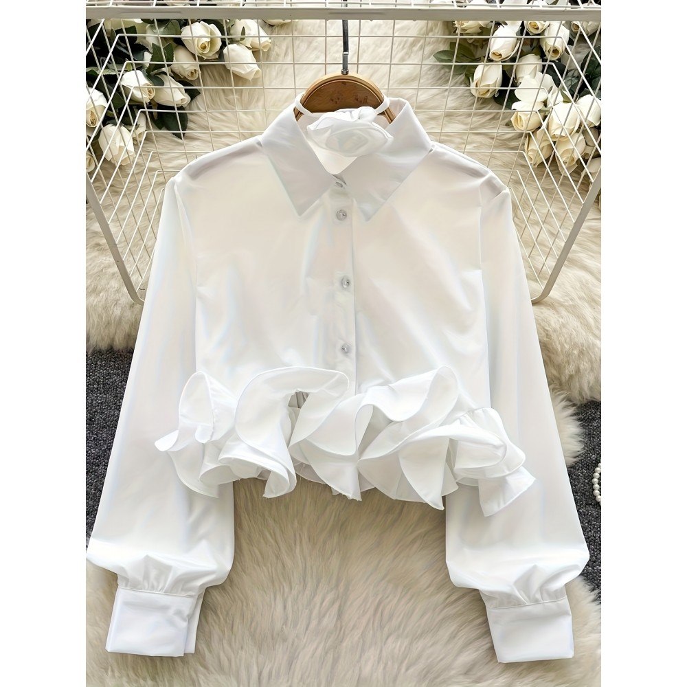 Women's Elegant Short-Sleeve-like Long Sleeve Blouse - Pink Ruffled Collar & Cuff Trim, -Line Shirt, Solid Color -Season Top for Weddings, Parties & Office - Machine Washable (Non-Stretch) Pink Blouse, Blouses For Women, Blouses For Women Elegant Classy, White Blouse, Womens Tops And Blouses, White Blouse For Women, Tops For Women, White Blouses For Women, Tops For Women Elegant Classy, Ladies Tops And Blouses, Plus Size Women Blouses, Long Sleeve Tops For Women, White