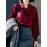 [Burgundy Satin Blouse] Long Sleeve Women's Elegant Burgundy Satin Blouse | Non-Sheer Polyester, 173gsm, Bow Tie Detail, Perfect for Spring/Autumn Office or Formal Wear