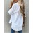[Casual Button-Up Shirt] Relaxed Fit Women's Casual Long Sleeve Button-Up Shirt | Solid Color, 3/4 Sleeve Design with Chest Pocket, Versatile All-Season Top for Casual Attire