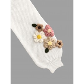 V-Neck Color Block Three-Dimensional Lantern Sleeve Versatile Pullover Top