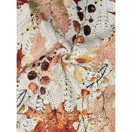 Women'S Off-Shoulder Top with Maple Leaf Print - Casual, Elegant, and Perfect for Vacation, Spring/Summer Collection, Long Sleeve, Loose Fit, Beige, Casual Wear|Elegant Offshoulder Top| Construction, Off Shoulder Top