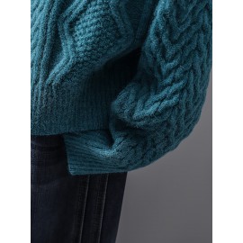 Women'S Vintage Cable Cardigan - Navy Button-Front Sweater with Ribbed Collar, Long Sleeve Casual Open Front Sweater for Spring/Fall, Office, Party