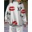 Plus Size Women's White XOXO Lip Print & Red Lips Heart Pattern Baseball Jacket - Cute Kiss Hug Design with Lipstick Kisses & XOXO Logo, Single-Breasted Long Sleeve Winter Coat, Casual Outerwear for Valentine's Day Gift