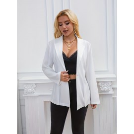 Plus Size, 's Plus Size Elegant White Blazer Jacket - Collar Structured Tailored Suit Coat, Machine Washable Large Business Coat for Professional Workwear, Weddings & Formal Events (No Stretch, Spring/Fall)