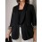 Plus Size, Black leopard print plus-size Women's suit jacket with spliced cuffs, elegant office attire for daily commuting
