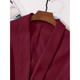 Plus Size, Black leopard print plus-size Women's suit jacket with spliced cuffs, elegant office attire for daily commuting